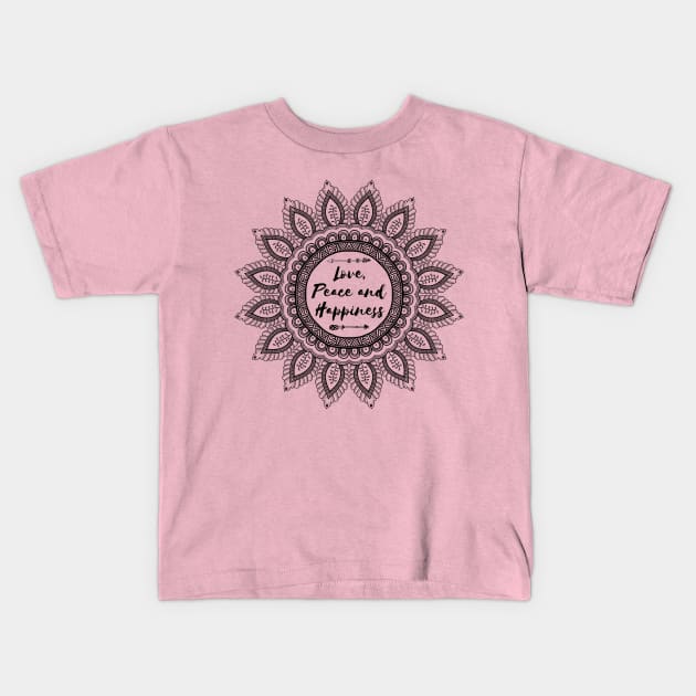 Love, Peace and Happiness Kids T-Shirt by thefunkysoul